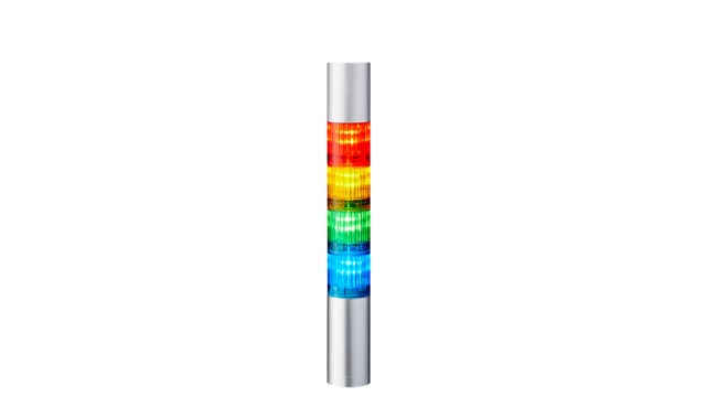Patlite LR4 Series Coloured Signal Tower, 4 Lights, 24 V dc, Pole Mount | LR4-402PJNW-RYGB