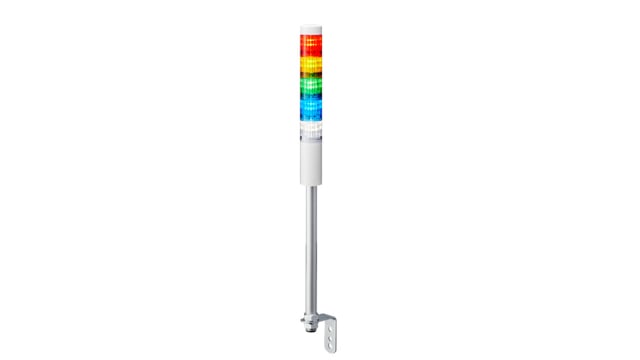 Patlite LR4 Series Coloured Signal Tower, 5 Lights, 24 V dc, Pole Mount | LR4-502LJNW-RYGBC
