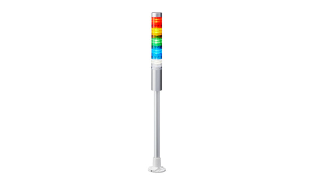 Patlite LR4 Series Coloured Signal Tower, 5 Lights, 24 V dc, Pole Mount | LR4-502PJNU-RYGBC