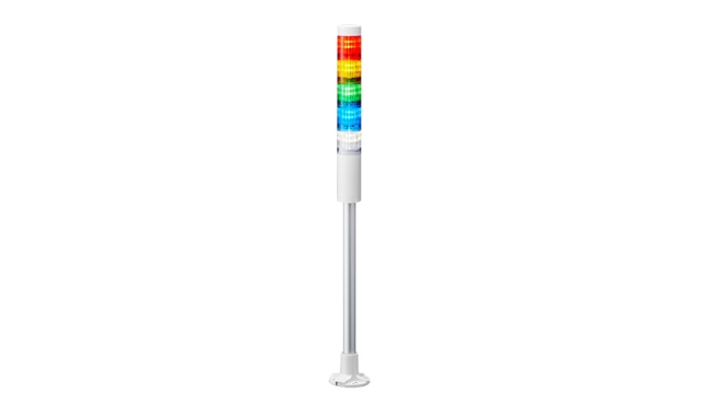 Patlite LR4 Series Coloured Signal Tower, 5 Lights, 24 V dc, Pole Mount | LR4-502PJNW-RYGBC