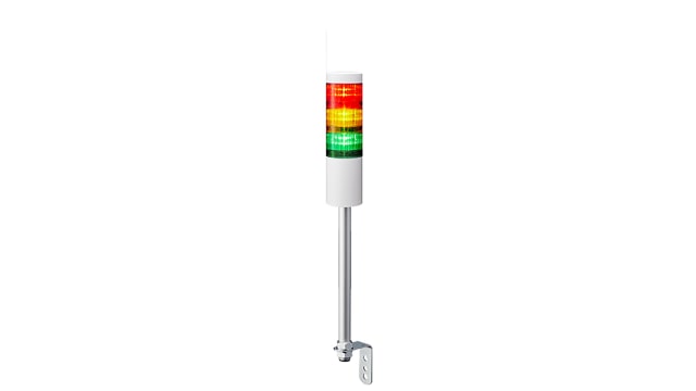 Patlite LR6 Series Coloured Signal Tower, 3 Lights, 24 V dc, Pole Mount | LR6-302LJNW-RYG