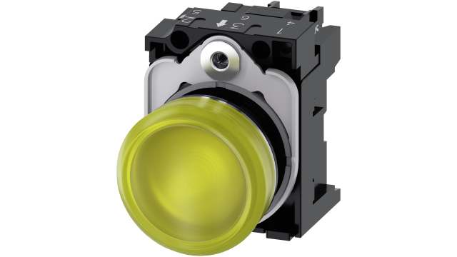 Siemens, SIRIUS ACT 3SU11, Panel Mount Yellow LED Indicator, 22mm Cutout, Round, 24V ac/dc | 3SU1152-6AA30-1AA0