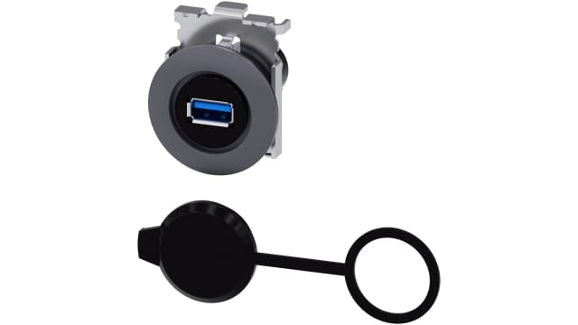 Siemens Straight, Panel Female- 1 Port IP65 USB Connector USB 2.0 | 3SU1960-0GA80-0AA0