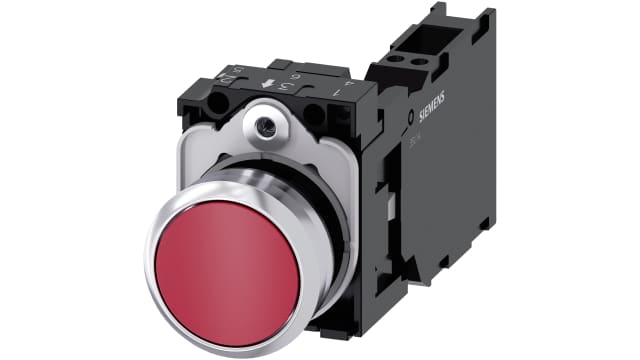 Siemens SIRIUS ACT 3SU11 Series Push Button Complete Unit, Plate, 22.3 mm Cutout Red, SPST, IP67, IP69K, IP66 | 3SU1150-0AB20-3FA0