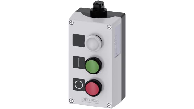 Siemens Control Station Switch, Metal, Red, White, Green, IP66, IP67, IP69 | 3SU1803-0AB10-4HB1