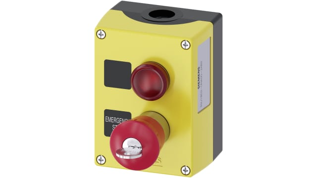 Siemens SIRIUS ACT 3SU18 Series Key Release Emergency Stop Push Button, Surface Mount, SPDT, IP66, IP67, IP69 | 3SU1802-0NA00-2AB2