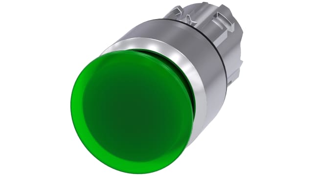 Siemens SIRIUS ACT Series Green Latching Push Button Head, 22 mm Cutout, IP67, IP66, IP69K | 3SU1051-1AA40-0AA0