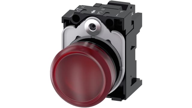 Siemens, SIRIUS ACT 3SU11, Panel Mount Red LED Indicator, 22mm Cutout, Round, 230V ac | 3SU1106-6AA20-3AA0