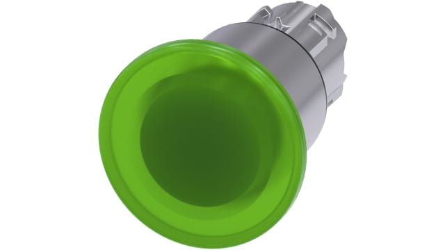 Siemens SIRIUS ACT Series Green Latching Push Button Head, 22 mm Cutout, IP66, IP69K, IP67 | 3SU1051-1EA40-0AA0