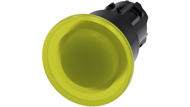 Siemens SIRIUS ACT Series Yellow Latching Push Button Head, 22 mm Cutout, IP67, IP66, IP69K | 3SU1001-1BA30-0AA0