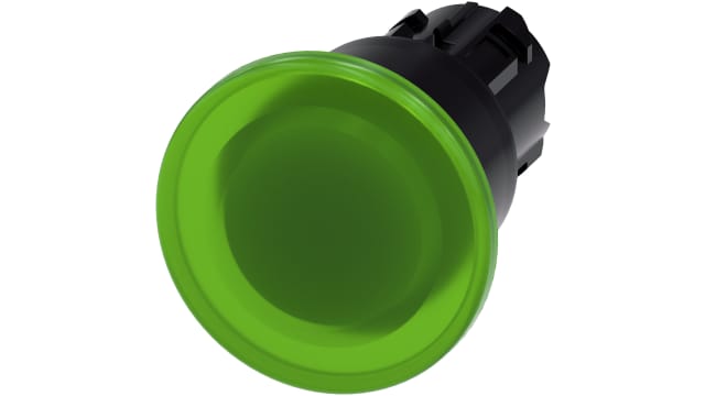 Siemens 3SU1 Series Green Latching Push Button Head, 22 mm Cutout, IP66, IP69K, IP67 | 3SU1001-1BA40-0AA0