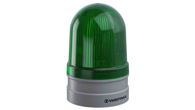 Werma EvoSIGNAL Midi Series Green Multiple Effect Beacon, 12 V, 24 V, Base Mount, LED Bulb, IP66 | 261.210.70