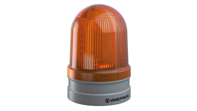 Werma EvoSIGNAL Maxi Series Yellow Beacon, 12 V, 24 V, Base Mount, LED Bulb | 262.310.70