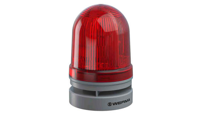 Werma EvoSIGNAL Midi Series Red Sounder Beacon, 12 V dc, IP66, Base Mount, 110dB at 1 Metre | 461.110.70