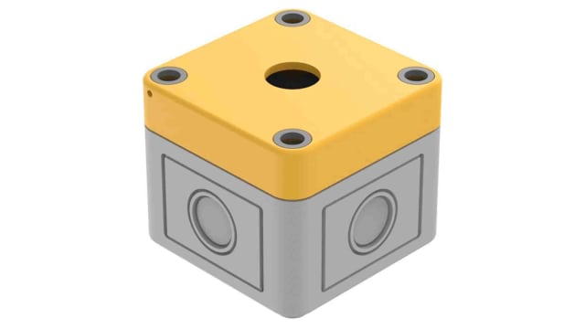 EAO Grey, Yellow Plastic 84 Push Button Enclosure - 1 Hole 22.5 mm Diameter | 84-910