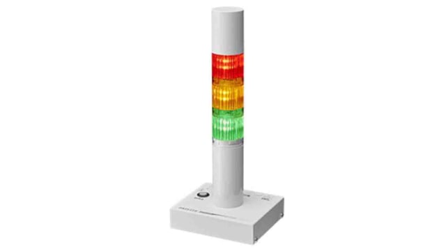 Patlite PHE Series Clear Buzzer Signal Tower, 3 Lights, 24 V dc, Direct Mount | PHE-3FB3N-RYG