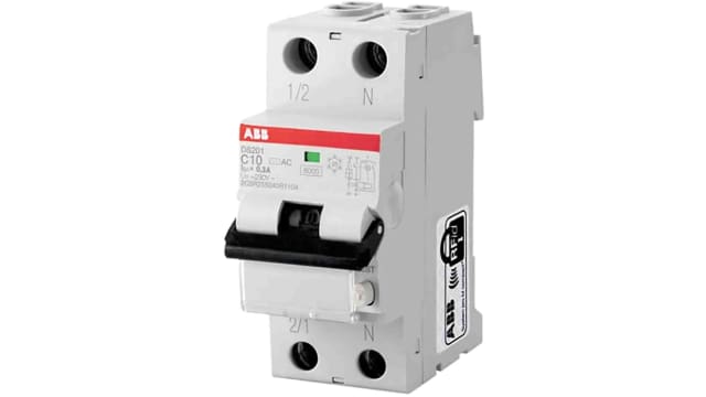 ABB Residual Current Circuit Breaker with Overload Protection, 16 A Current Rating, 1-Pole, 30 mA Trip Sensitivity, | 2CSR255180R1167