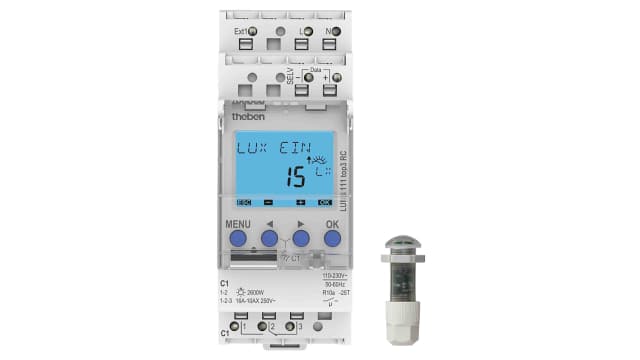 Theben Digital LUNA 111 top3 DIN Rail Time Switch, 1-Channel 230 V ac | LUNA 111 top3 EL