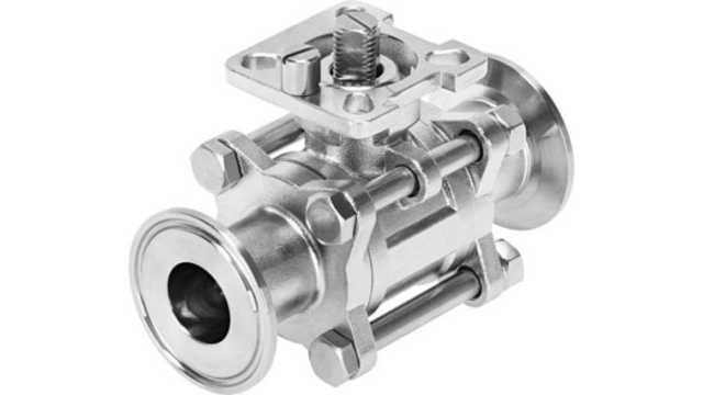 Festo Stainless Steel 2 Way, Ball Valve, 15mm, 16bar Operating Pressure | VZBD-1/2-S1-16-T-2-F0304-V14V14