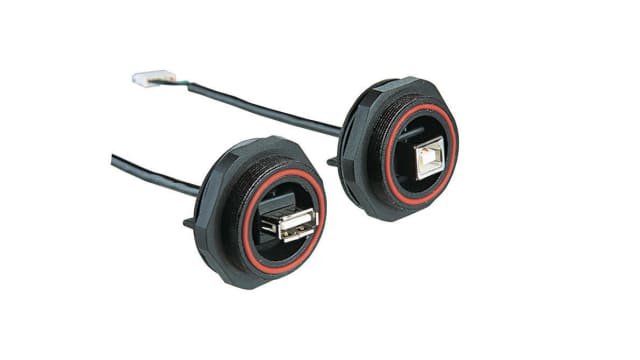 Bulgin Straight, Panel Female- 1 Port Type USB Type A IP68 USB Connector USB 2.0 | PX0849/A