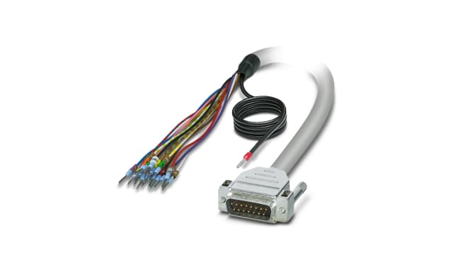 Phoenix Contact Male 15 Pin D-sub Unterminated Cable, 2m PVC, 0M, 25/S/2, CABLE-D-15SUB/M/OE/0 Series | 2926467