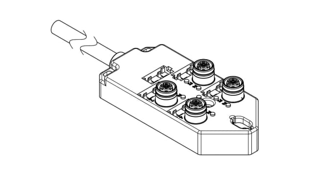 Brad from Molex 120119 Series Sensor Box, M12, 5m cable, 5 way, 4 port | 1202510049