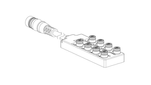 Brad from Molex 120119 Series Sensor Box, M12, 600mm cable, 5 way, 8 port | 1202510096