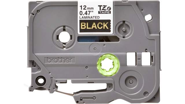 Brother Gold on Black Label Printer Tape, 8 m Length, 12 mm Width | TZe-334