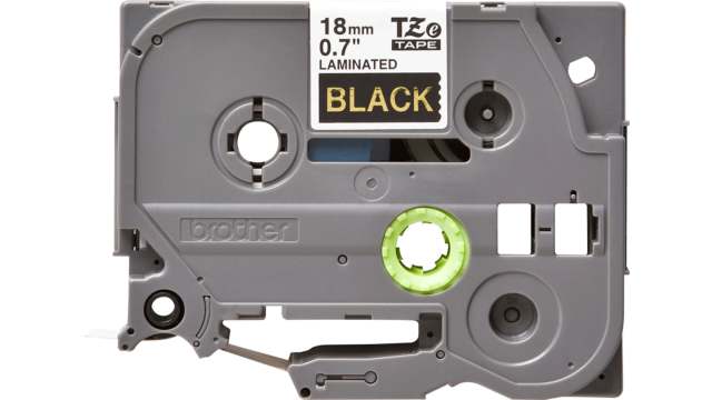 Brother Gold on Black Label Printer Tape, 8 m Length, 18 mm Width | TZe-344