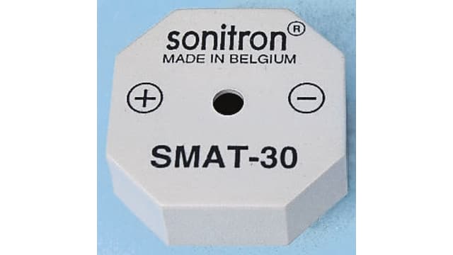 Sonitron 79 dB Through Hole Continuous External 6 mm Piezo Buzzer Component 13.96 mm 30 V ac Max | SMAT-13-P7.5