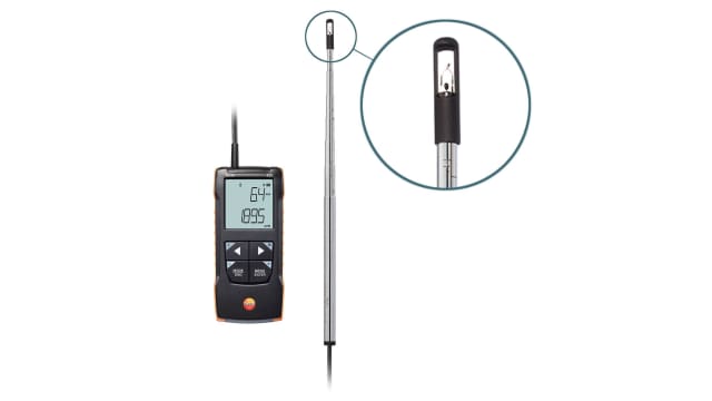 Testo 425 Telescopic Vane Anemometer, Measures Temperature, Volume, Air Velocity, Flow, 30 m/s | 0563 0425