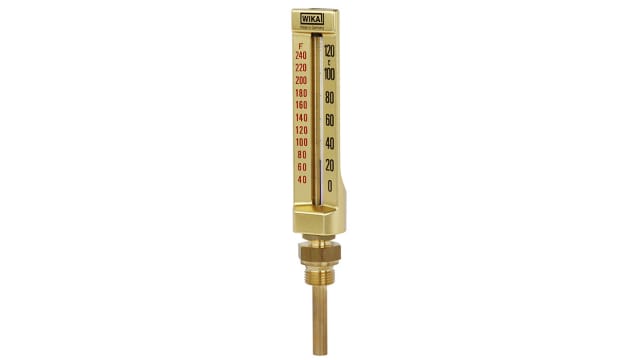 WIKA Panel Mounting Glass Thermometer, 120 °C max | 3900576