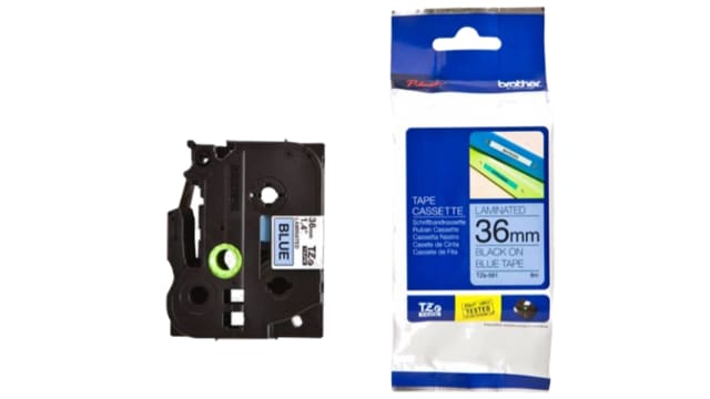 Brother Black on Blue Label Printer Tape, 8 m Length, 36 mm Width | TZE561