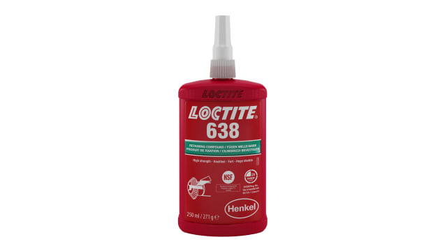 Loctite Green 638 High Strength, Retaining Compound Urethane Methacrylate Liquid Bottle 250 ml, 200 °C, -25 °C | LOCTITE 638 BO250ML EGFD