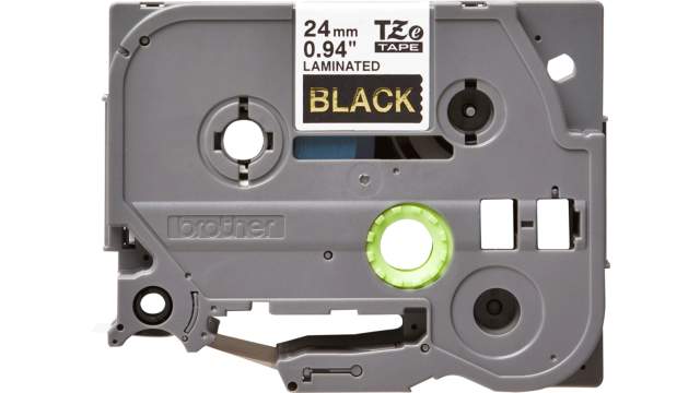 Brother Gold on Black Label Printer Tape, 8 m Length, 24 mm Width | TZe-354