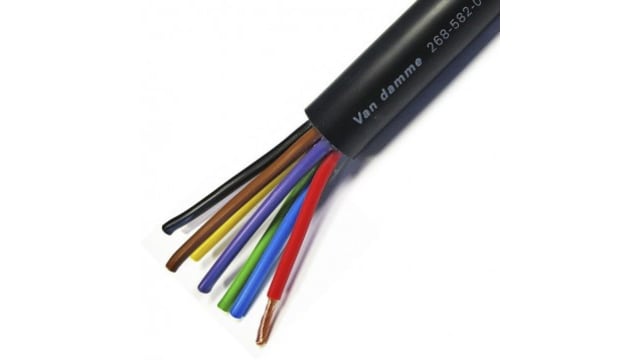 Van Damme 8 Core Speaker Cable, 2.5 mm² CSA, 15.8mm od, 500m, Black | 268-582-000