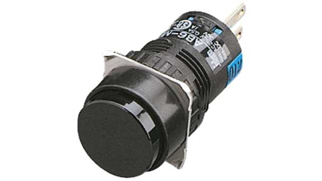 Idec AB Series Push Button Switch, Momentary, Panel, 16.2 mm Cutout, DPDT, IP65 250 V | AB6M-M2P-B