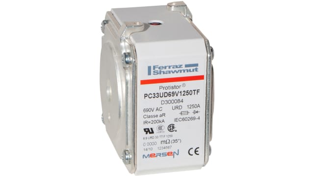 Mersen 1.25 kA size 33 FF Square Body Fuse, 700 V | D300084