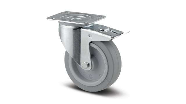 Tente Braked Swivel Castor Wheel, 250kg Capacity, 125mm Wheel | 3477UFR125P63