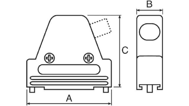 MH Connectors MHDVSL Series Zinc Angled D-Sub Backshell, 9 Way Strain Relief | MHDVSL9-K