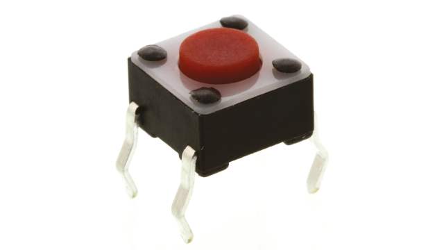 TE Connectivity Red Button Tactile Switch, SPST 50 mA @ 24 V dc 0.7mm Surface Mount | 1825910-3