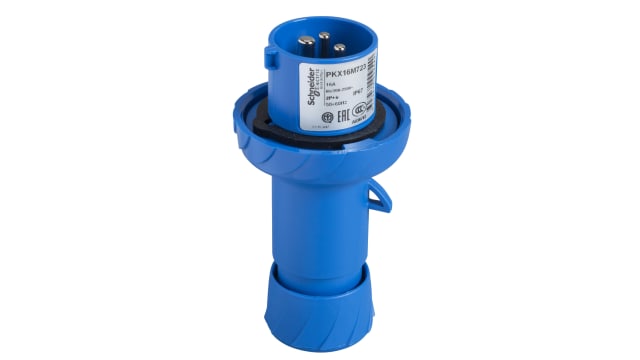 Schneider Electric, PratiKa IP67 Blue Cable Mount 2P + E Industrial Power Plug, Rated At 16A, 230 V | PKX16M723