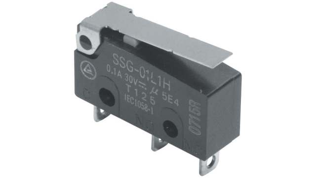 Omron Hinge Lever Subminiature Micro Switch, Solder Terminal, 100 mA @ 30 V dc, SPDT, IP40 | SSG-01L1H