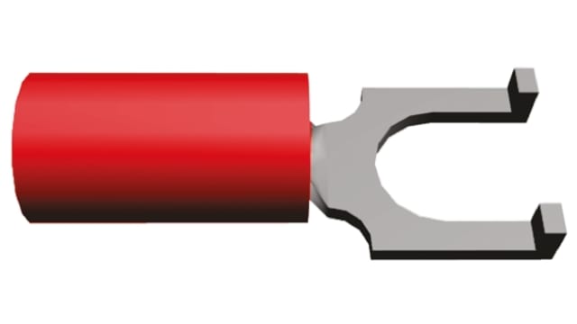 TE Connectivity, PLASTI-GRIP Insulated Crimp Spade Connector, 22 AWG to 16 AWG, M5 Stud Size Polyvinyl Chloride, Red | 328516