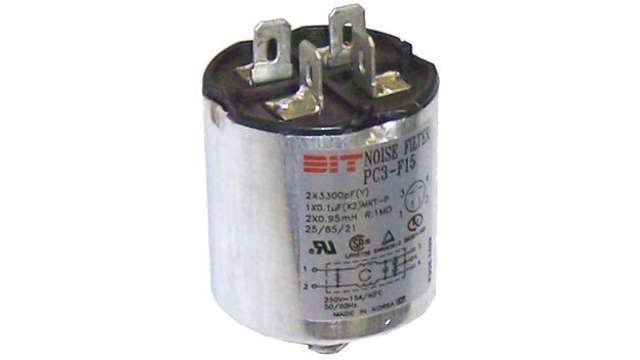 Roxburgh EMC, PC3 15 A 250V ac/dc, Screw RFI Filter, Tab 1 Phase | PC3-F15P