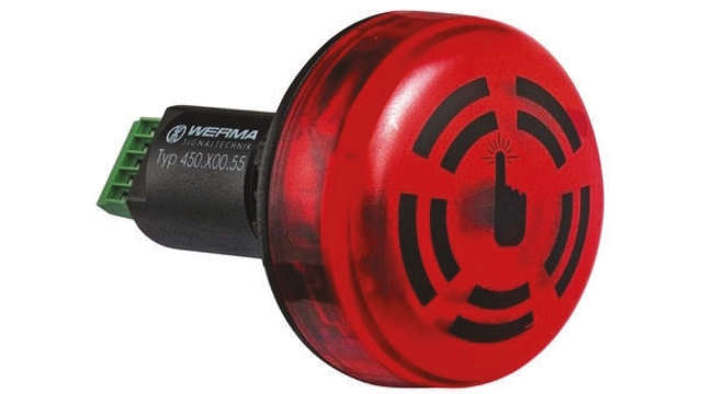 Werma 450 Series Red Buzzer Beacon, 30 V dc, IP65, Panel Mount, 80dB at 1 Metre | 450.110.55