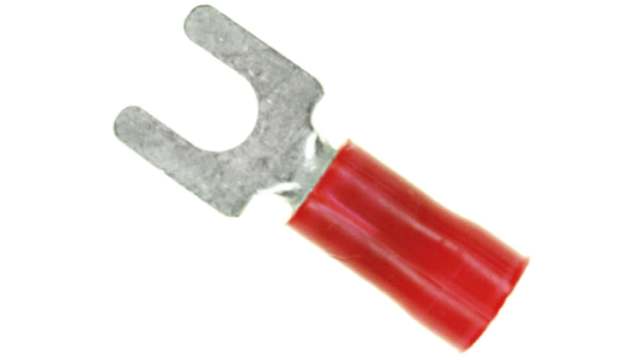 TE Connectivity, PLASTI-GRIP Insulated Crimp Spade Connector, 22 AWG to 16 AWG, M3.5 Stud Size Vinyl, Red | 320665