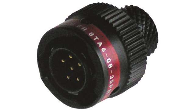 Souriau Sunbank by Eaton, 8TA, Copper Alloy Straight 6 Way Cable MIL Spec Circular Connector Male Black, Male | 8TA60835PN