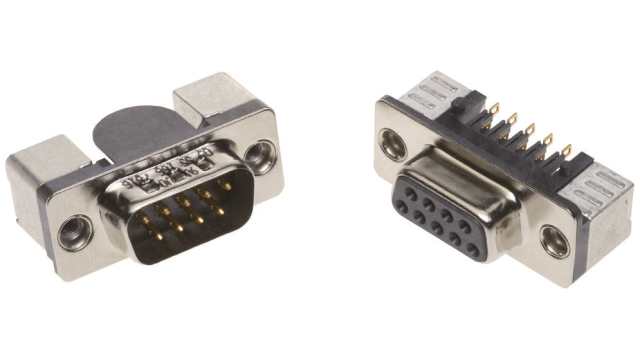 HARTING 0955 9 Way Right Angle 2.76 mm Pitch Surface Mount D-Sub Connector, with 4 to 40 UNC Screw Lock | 09551666820741