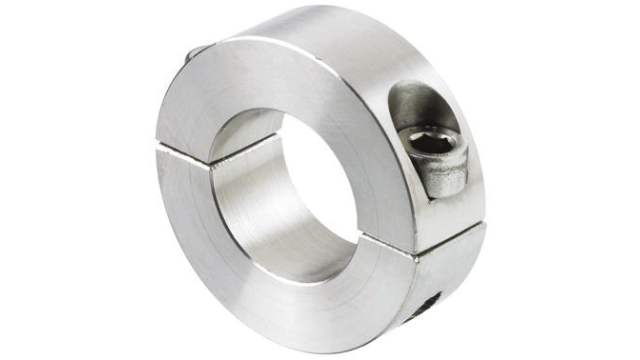 Huco Shaft Collar, Two Piece, Clamp Screw, OD 16 mm OD, W 9 mm, Stainless Steel | 046202006